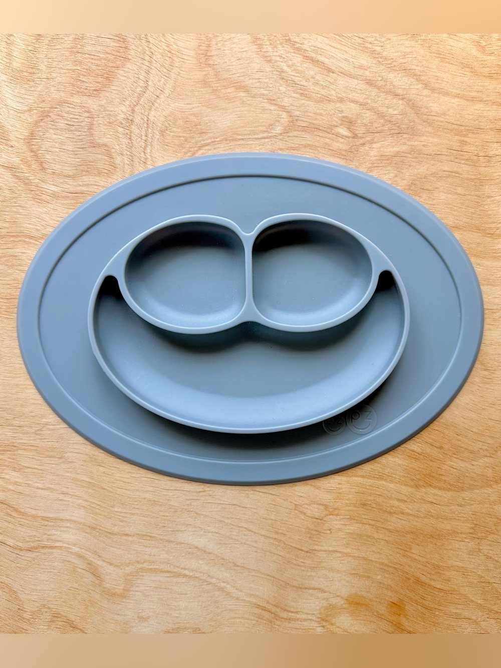 EZPZ Gray Silicone Suction Plate Divided Toddler Feeding Mat BPA Free